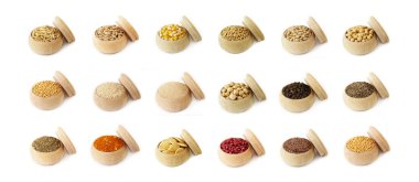 Various spices, grains, beans and herbs clipart