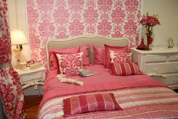 stock image Pink woman interior bedroom