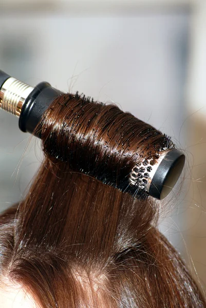 Cabelo liso longo e escova de cabelo Imagem De Stock