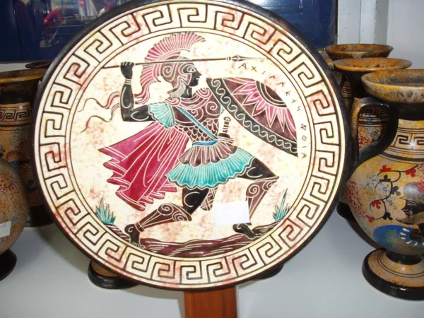 Тарелка с сувениром из Греции Стоковое Фото