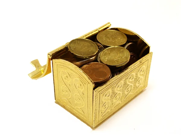 Eine Schachtel mit Geld Stockbild