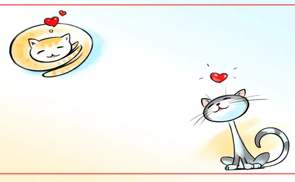 Twee katten. de dag van Valentijnskaarten briefkaart — Stockfoto
