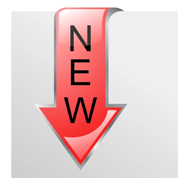 New red glossy corner arrow — Stock Vector