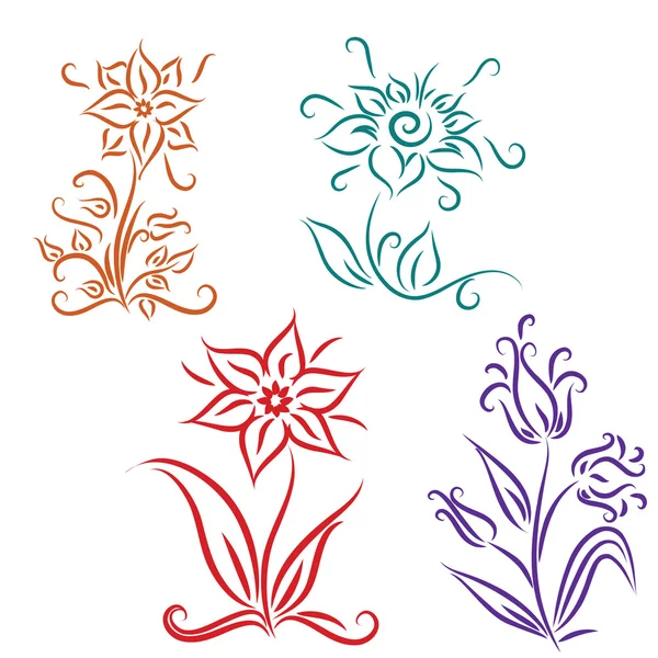 Collection of foliage and flowers — Stock Vector