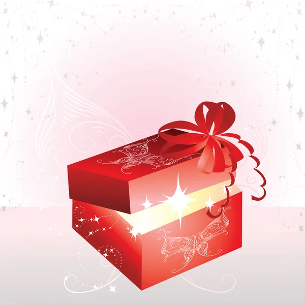 Christmas red present box — Stock Vector