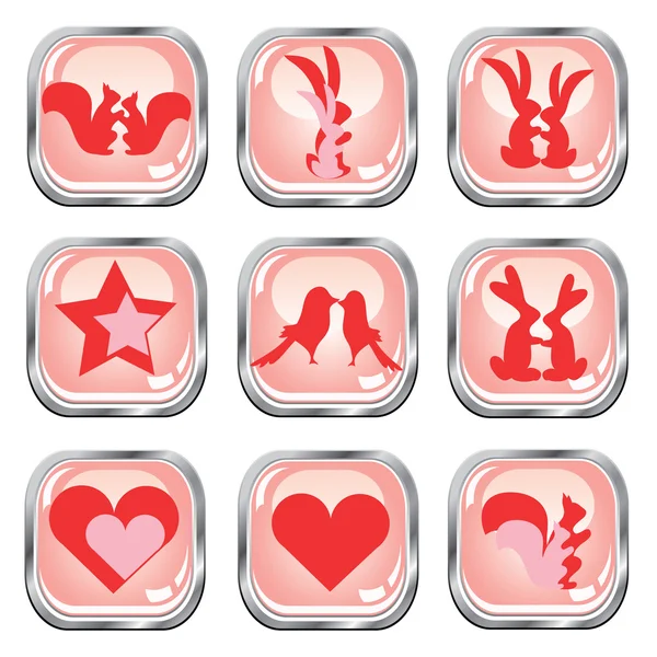 Collection of love button set — Stock Vector