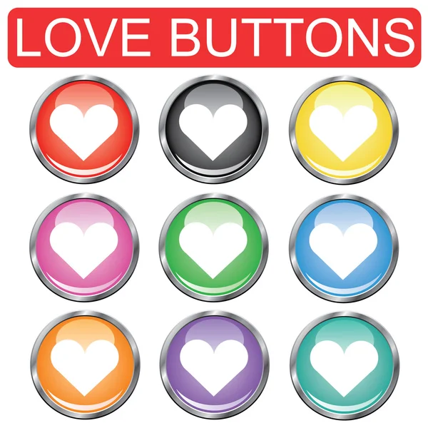 Collection of color love button set — Stock Vector