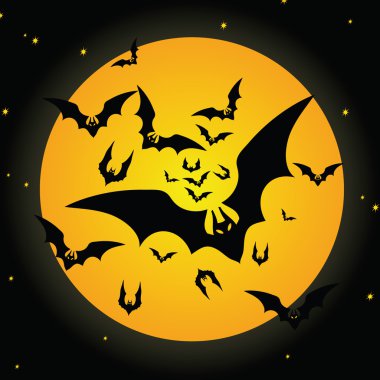 Halloween bat and moon clipart