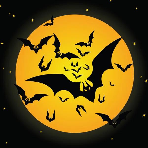 Halloween bat and moon — Stock Vector