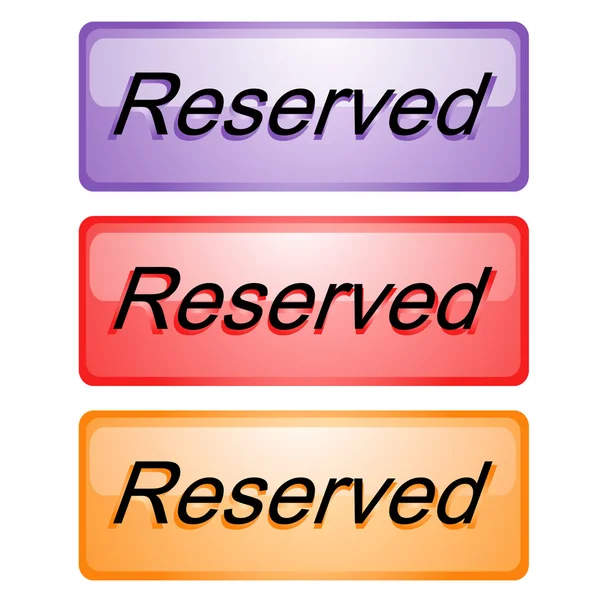Збірка трьох глянцевих кольорових кнопок про зарезервовані — стоковий вектор