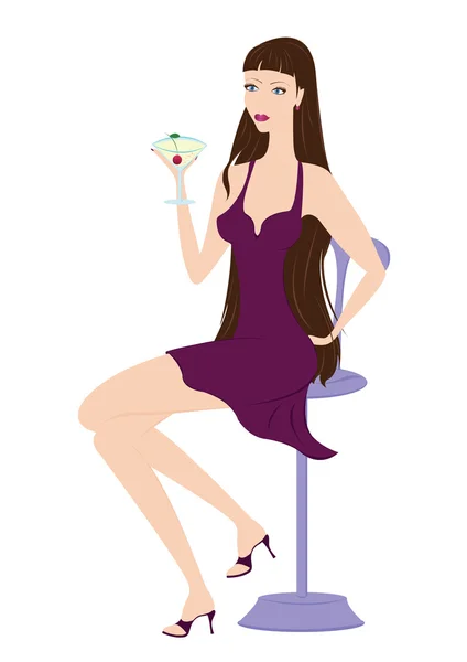 Woman with cocktail — Stock Vector