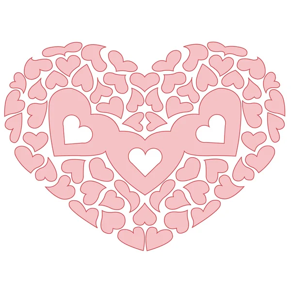 Большое сердце многих маленьких розовых сердец — стоковый вектор