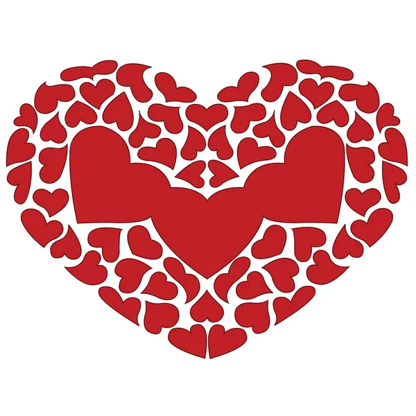 Stort hjärta av många lilla röda hjärtan — Stock vektor