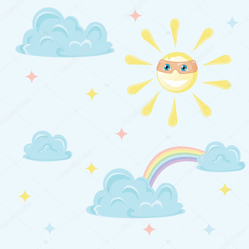 Cartoon background with sun