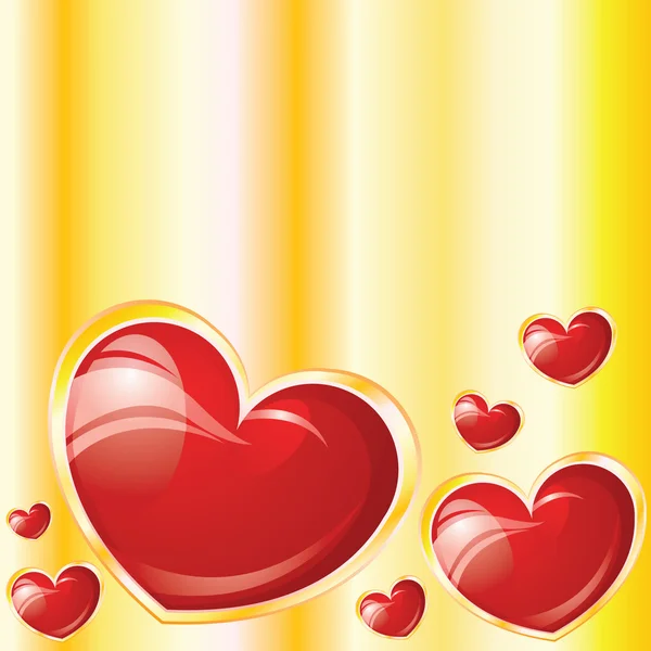 Valentýnský lesklé srdce na žlutém podkladu — Stockový vektor