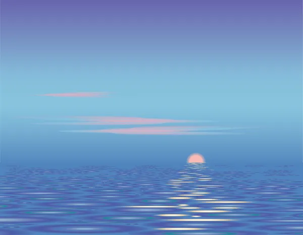 Denizin üstünde gün batımı — Stok Vektör
