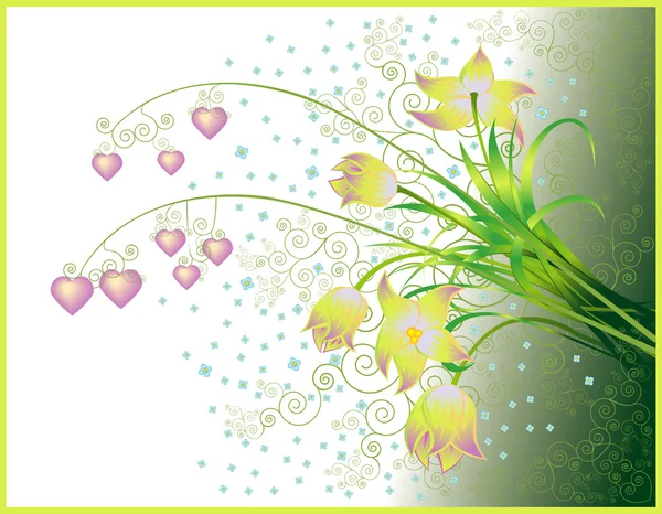 Valentinstag Grußkarte mit Blumenstrauß — Stockvektor