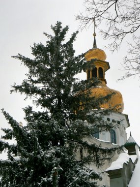 eski bir manastır kış vardır