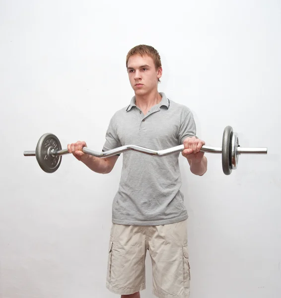 stock image Man with weight bar