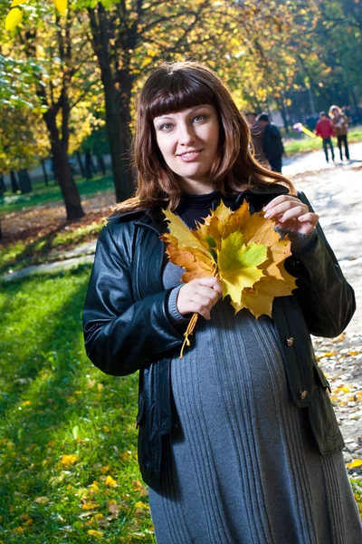 Mujeres embarazadas en el parque de otoño —  Fotos de Stock