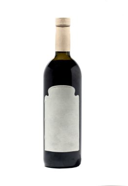 Bottle with red wine isolated on white clipart