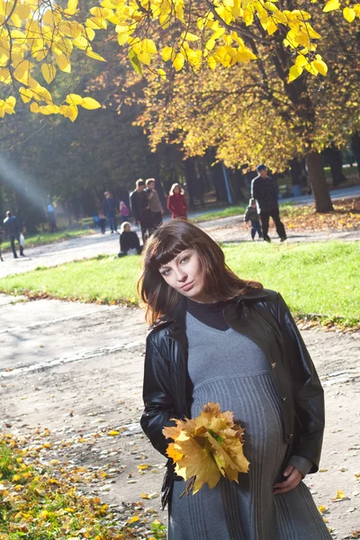 Mujeres embarazadas en el parque de otoño — Foto de Stock