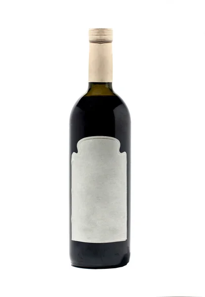 Bottiglia con vino rosso isolato su bianco — Foto Stock
