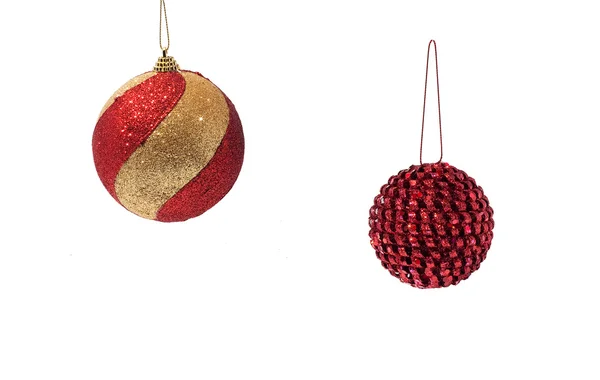 Twee rode Kerstmis bollen — Stockfoto