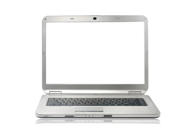 Срібний лептоп ізольований на білому — стокове фото
