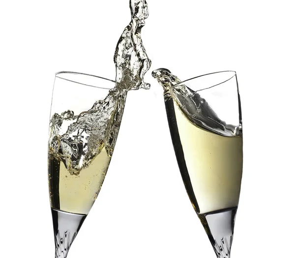 Tostadas de celebración con flautas de champán —  Fotos de Stock