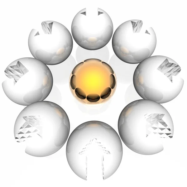 Esferas com uma seta — Fotografia de Stock