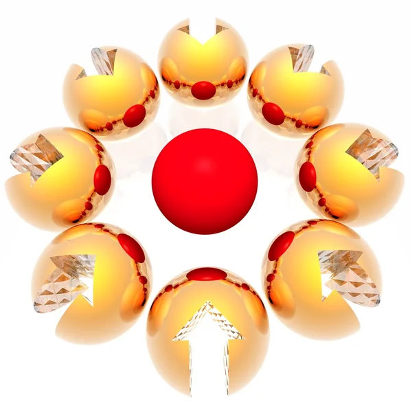 Spheres with an arrow — Stock Photo, Image