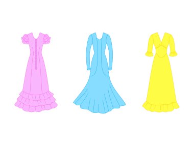 Graceful dresses on a white background clipart