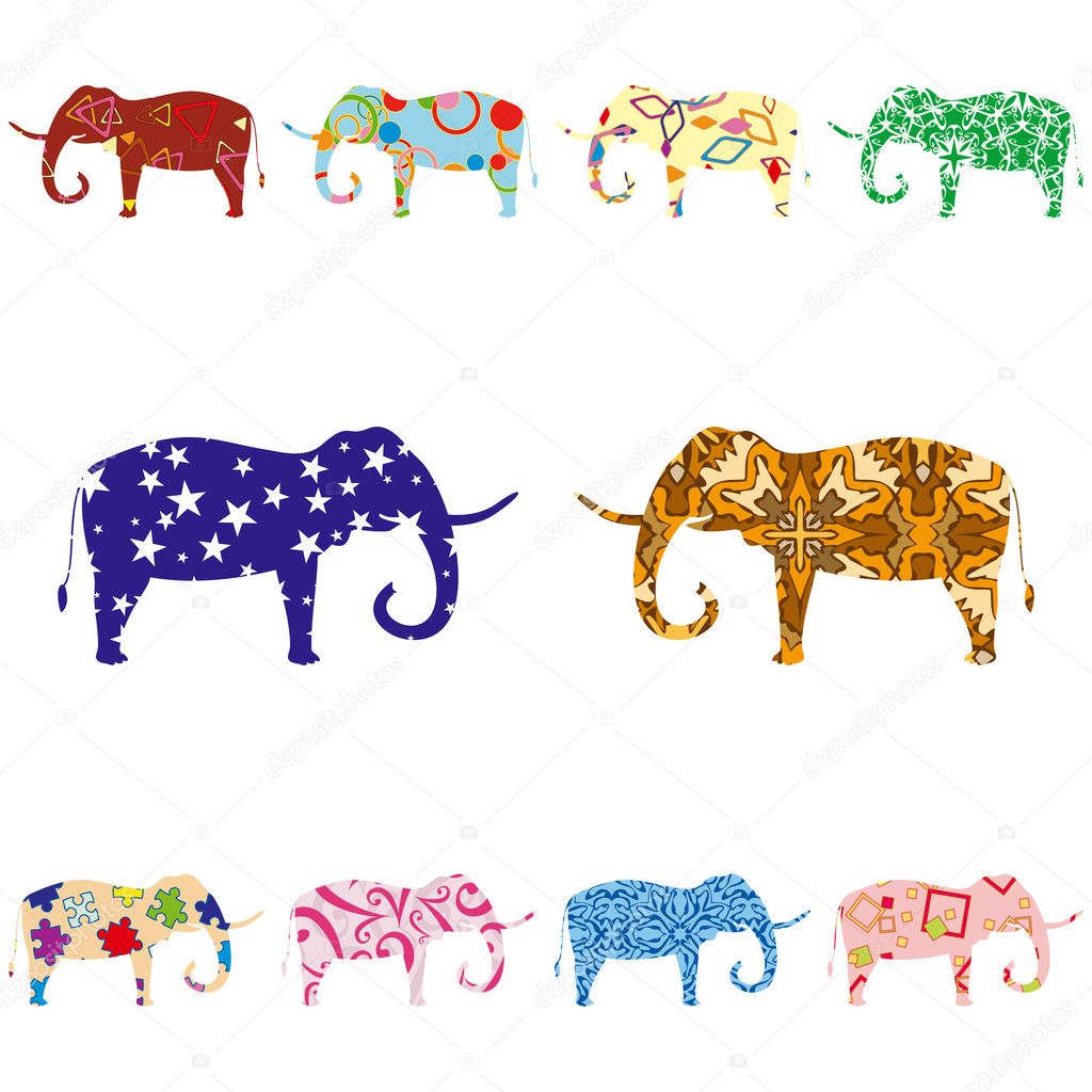 Seamless pattern with elephants