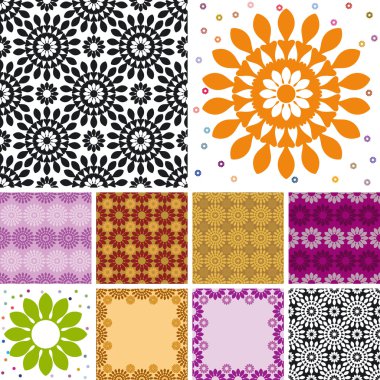 set van abstracte naadloze bloemmotief