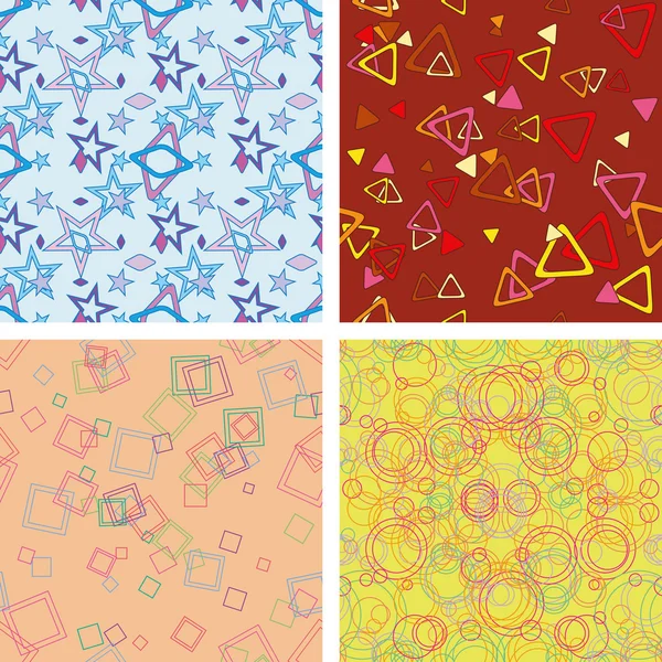 Set of geometric seamless pattern — Stock Vector