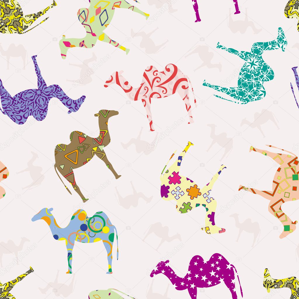 Seamless pattern with camels