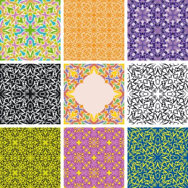 Set of arabesque seamless pattern clipart