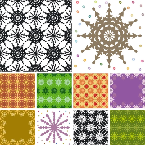 추상 꽃 원활한 패턴의 집합 — 스톡 벡터