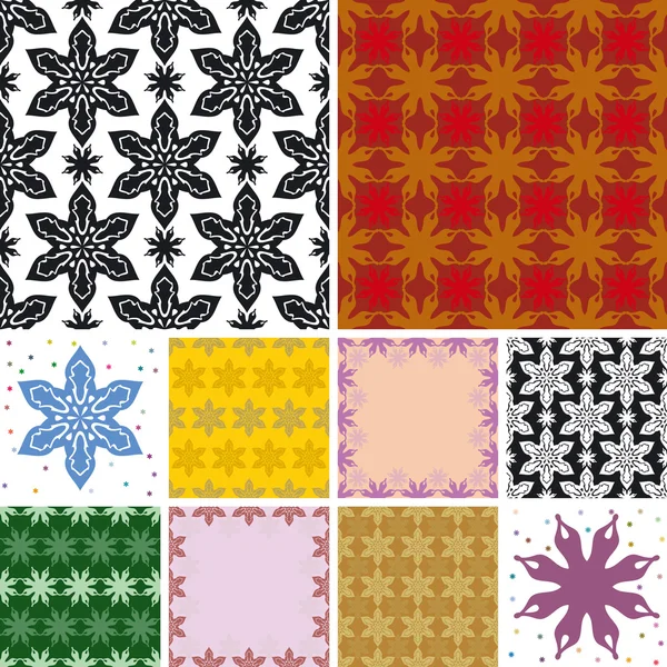 Conjunto de patrón floral abstracto sin costura — Archivo Imágenes Vectoriales