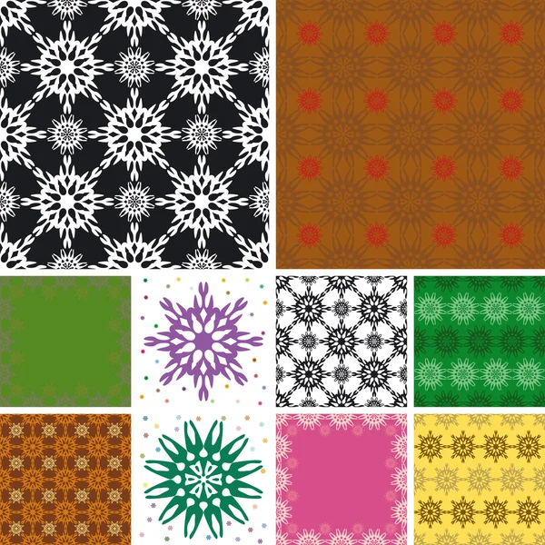 Set van abstracte naadloze bloemmotief — Stockvector