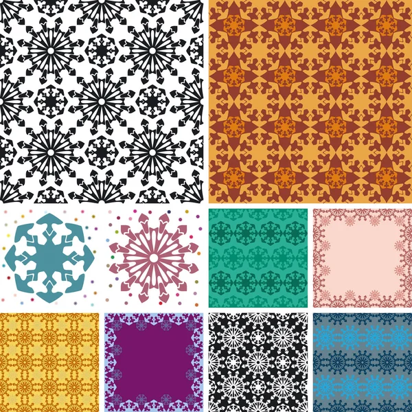 Conjunto de patrón floral abstracto sin costura — Archivo Imágenes Vectoriales