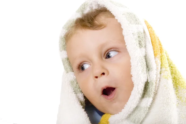 Çocuk, içinde beyaz geçmiş bebek — Stok fotoğraf