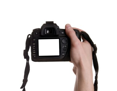 Photo camera in hand clipart