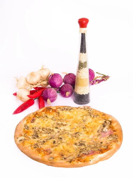 Pizza e decoração de cozinha — Fotografia de Stock