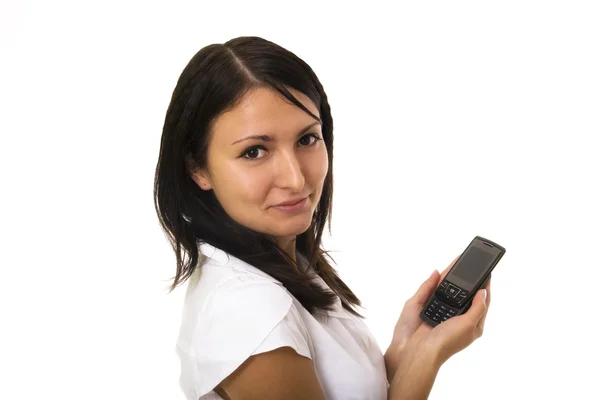 女性と携帯電話、モバイル — ストック写真