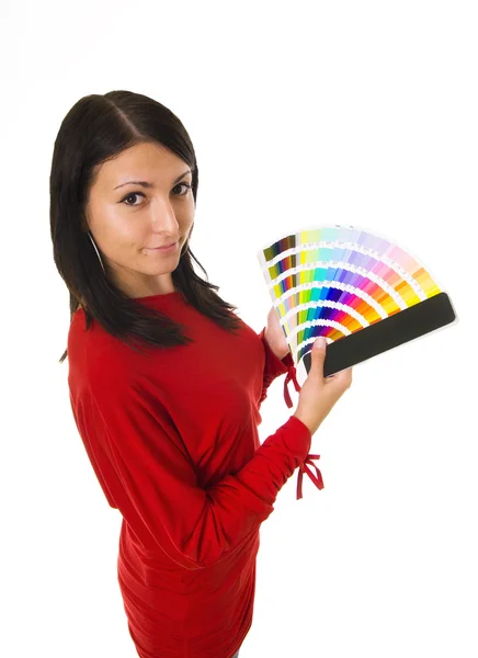 stock image WOMAN HOLDING COLOR GUIDE