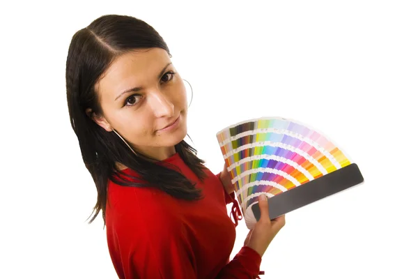 Kobieta trzyma Wzornik kolorów — Zdjęcie stockowe