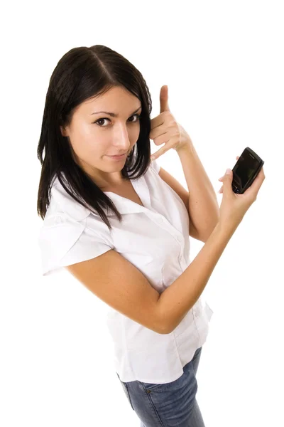 Donna e telefono, cellulare — Foto Stock