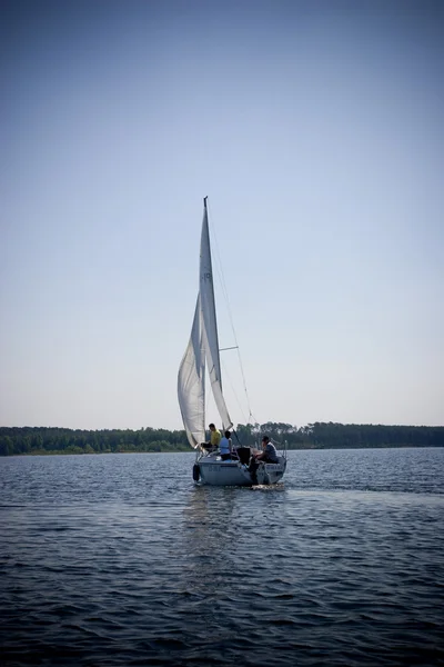 Aerial sailboat sailing — Stock Photo, Image